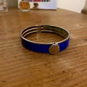 Henri Bendel Hinged Bangle Bracelet Cobalt Blue Enamel